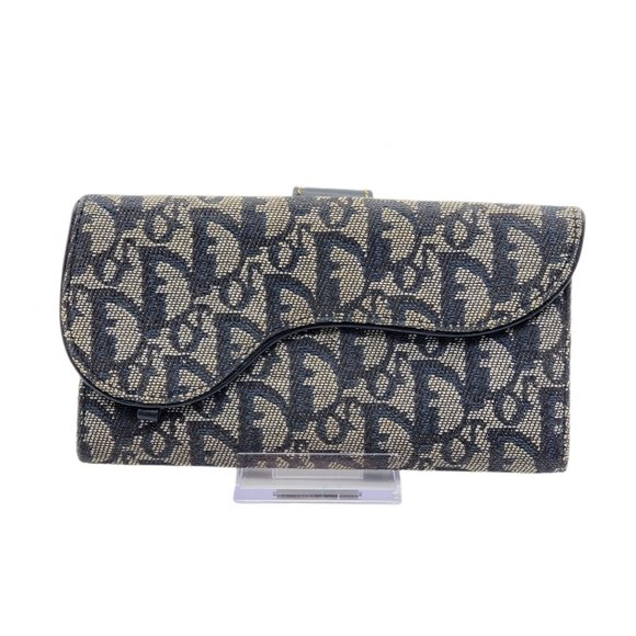 Dior Handbags - 100% Authentic Christian Dior Navy Blue Canvas Wallet